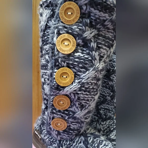 Muk Luks Blue and White Knit Boots - Picture 4 of 4